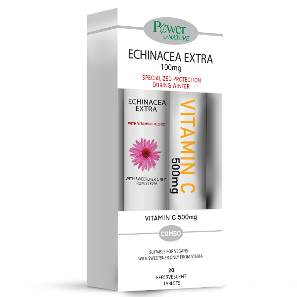POWER HEALTH - PROMO PACK Echinacea Extra με Στέβια - 20eff.tabs) ΜΕ ΔΩΡΟ Vitamin C 500mg - 20eff.tabs